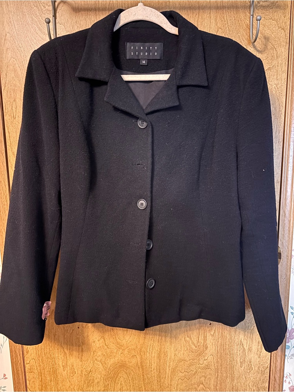 Finity Black Button-Front Pea Coat
